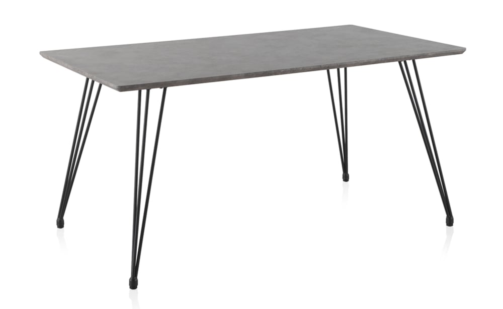 GEESE HOME Tisch aus Melamin, Zementoptik, mit Metallbeinen Grau Spanplatte