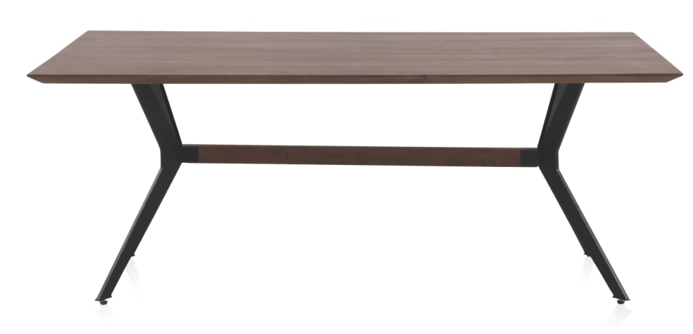GEESE HOME Tisch aus massivem Akazienholz 200 x 100 cm mit schwarzen Metallbeinen Braun