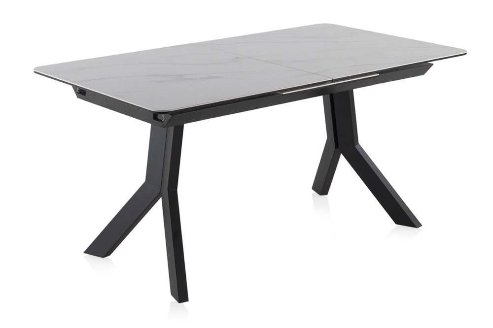 Mesa extensible de cerámica blanca con patas de metal 160/210x90