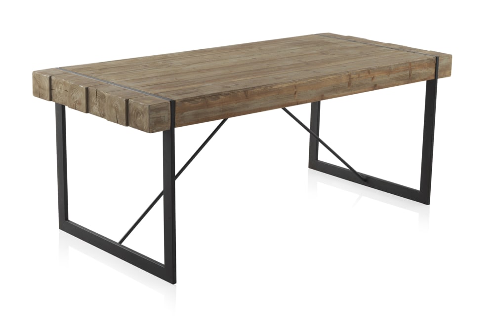 GEESE HOME Tischplatte, Furnier aus Fichtenholz, Metallbeine Braun