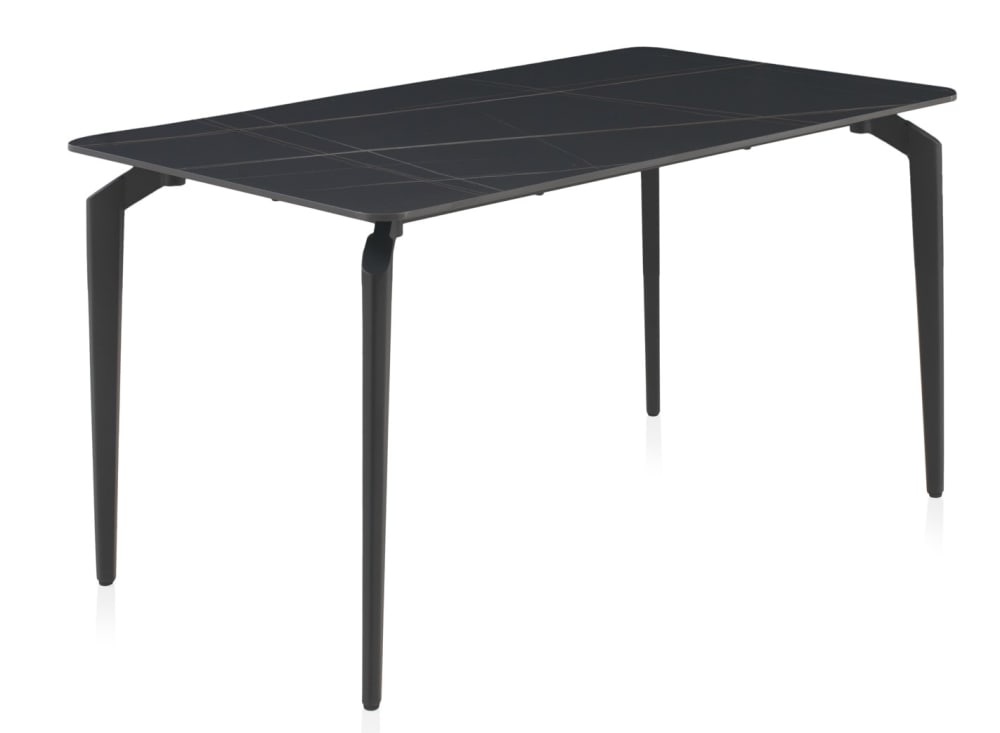 GEESE HOME Schwarzer Keramiktisch mit schwarzen Metallbeinen - Keramik