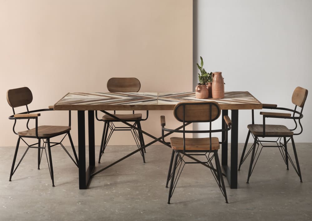 Table en panneaux de fibres avec placage d'épicéa 180x90 - Maisons du Monde