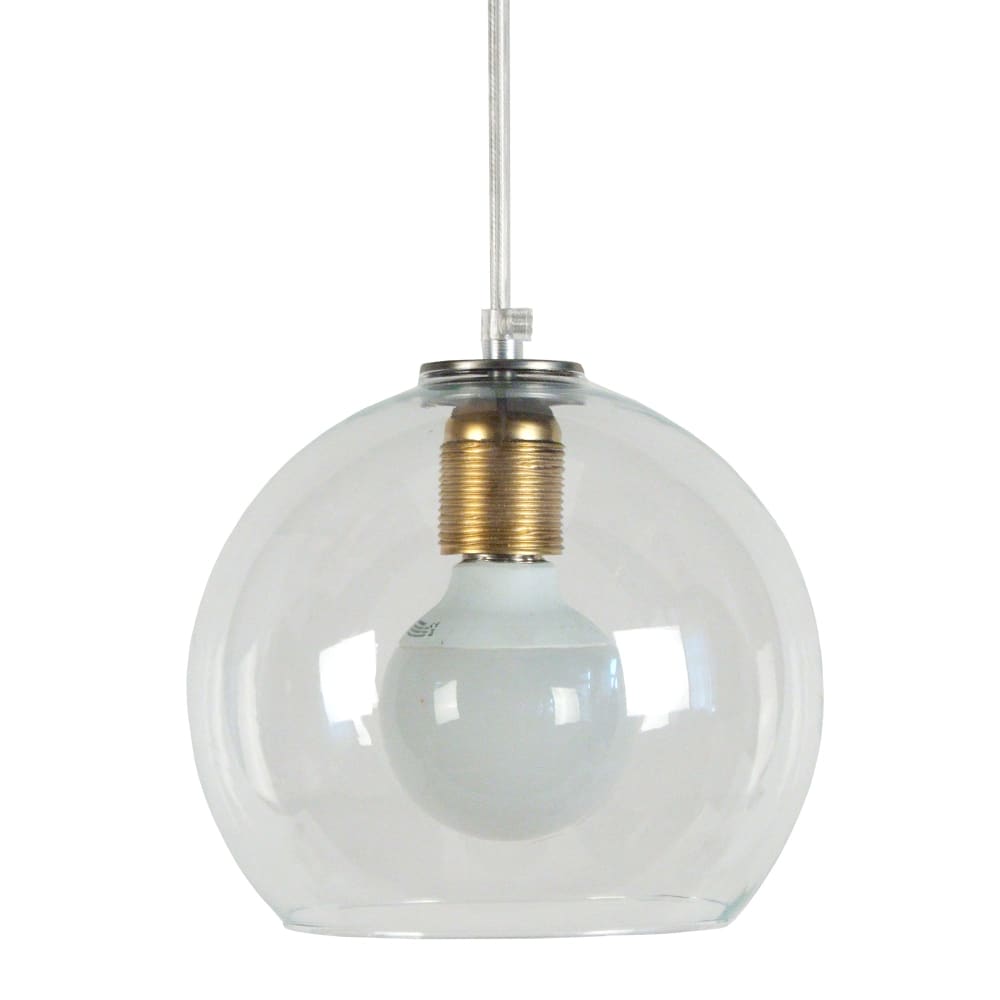 Suspension métal aluminium  abat-jour verre transparent