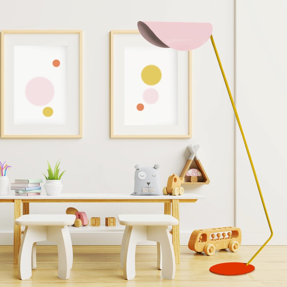 Lampadaire liseuse métal multicolore abat-jour rose - Maisons du Monde