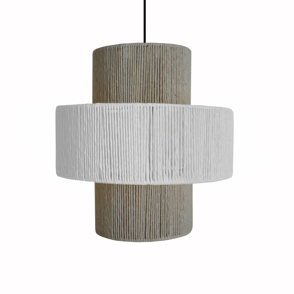 suspension metal negro pantalla hilo blanco y natural