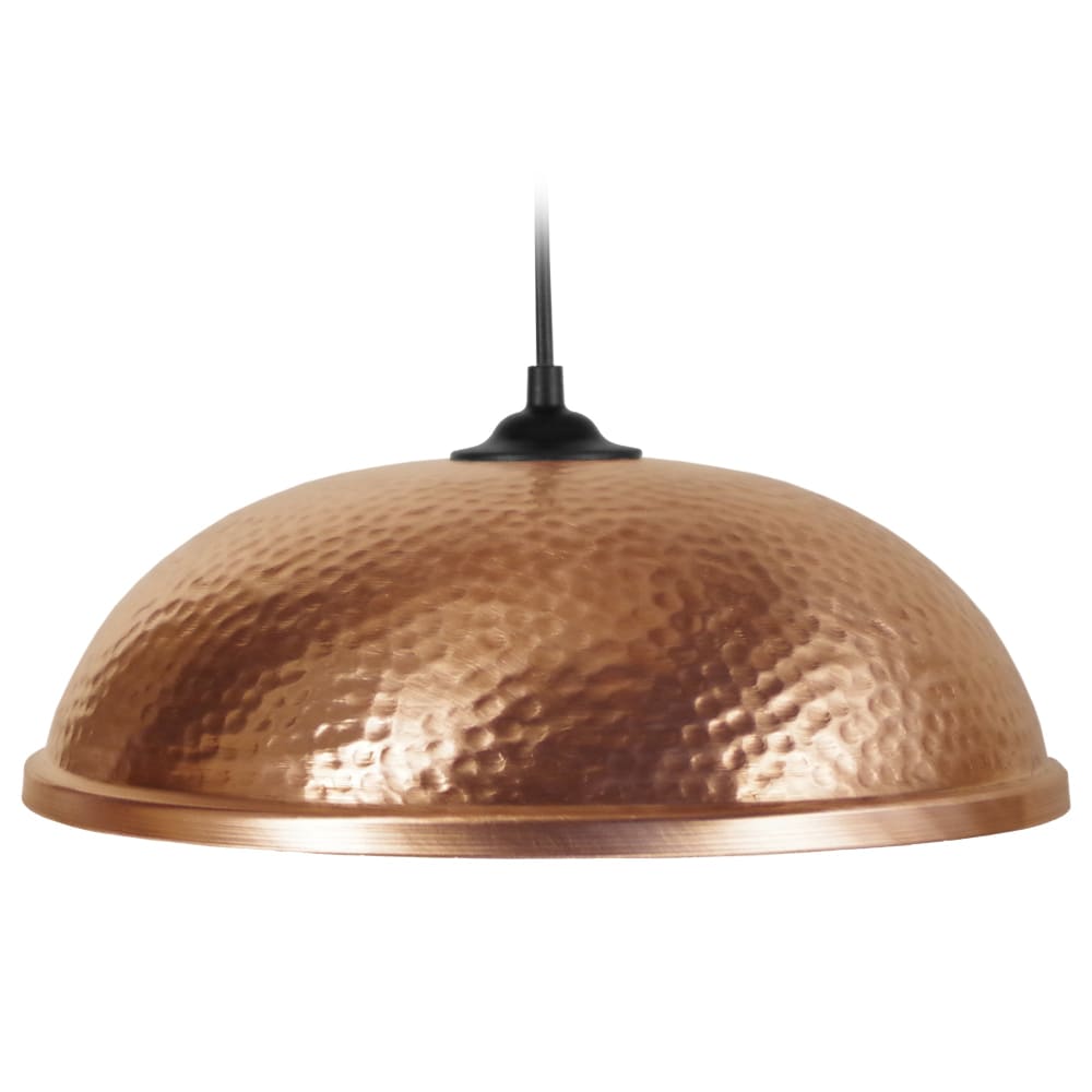 Suspension métal noir abat-jour cuivre
