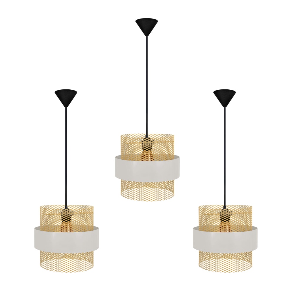 Suspension métal noir abat-jour blanc crème