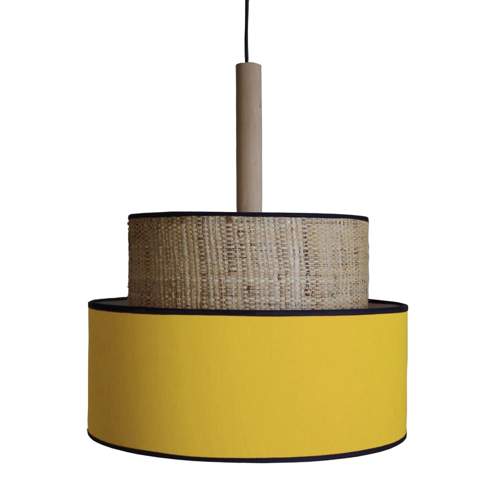 Suspension  bois,fibre ,Jaune ,H90xD 45x P 45cm