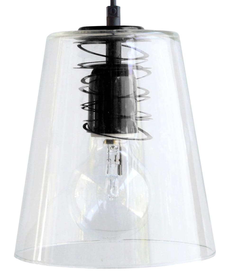Suspension métal noir abat-jour verre transparent — vue 4