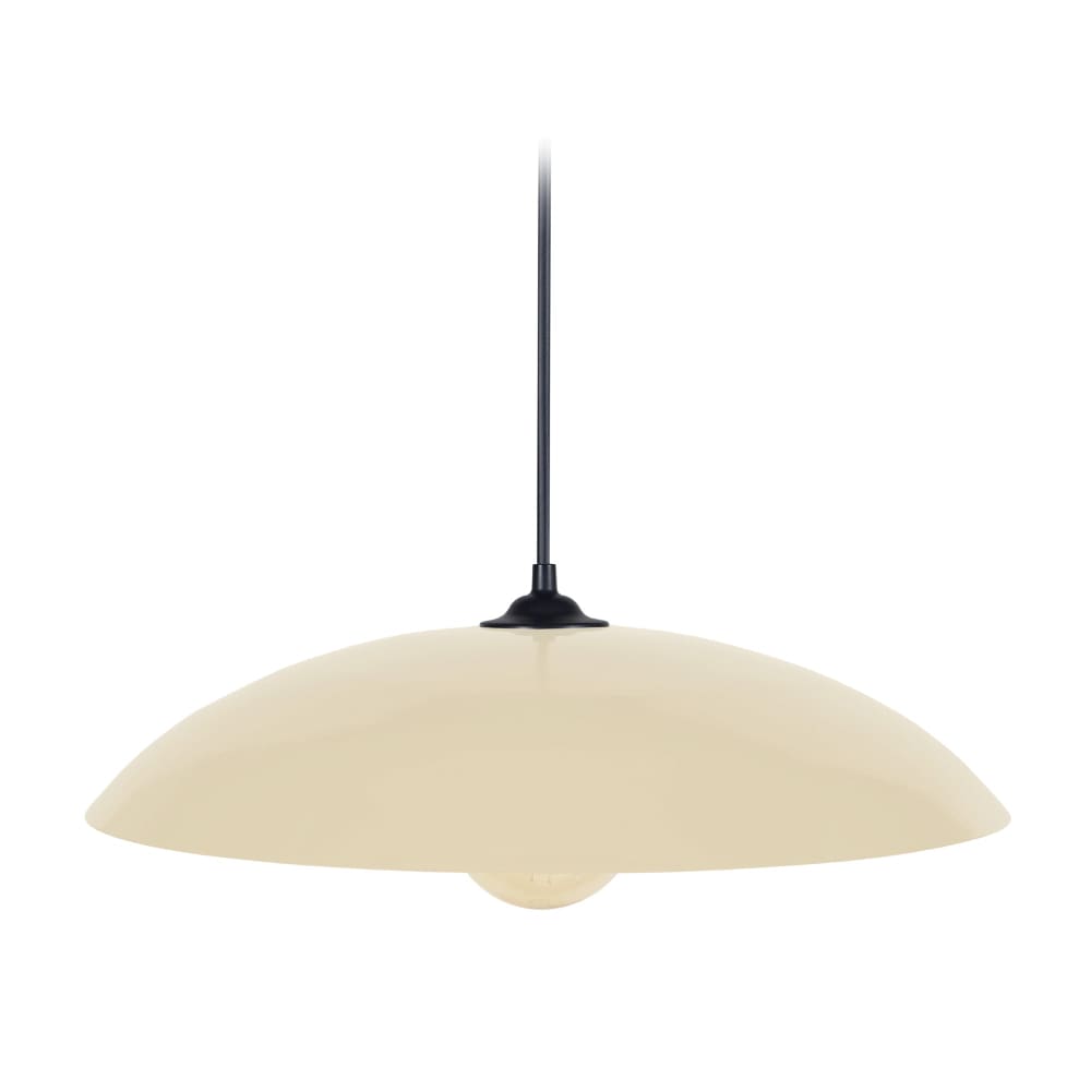 Suspension  métal noir abat-jour crème