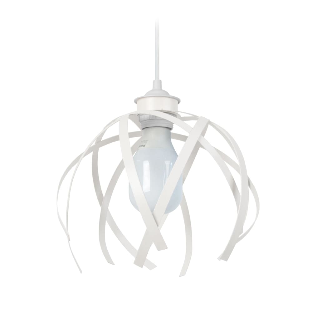 Suspension métal blanc abat-jour blanc