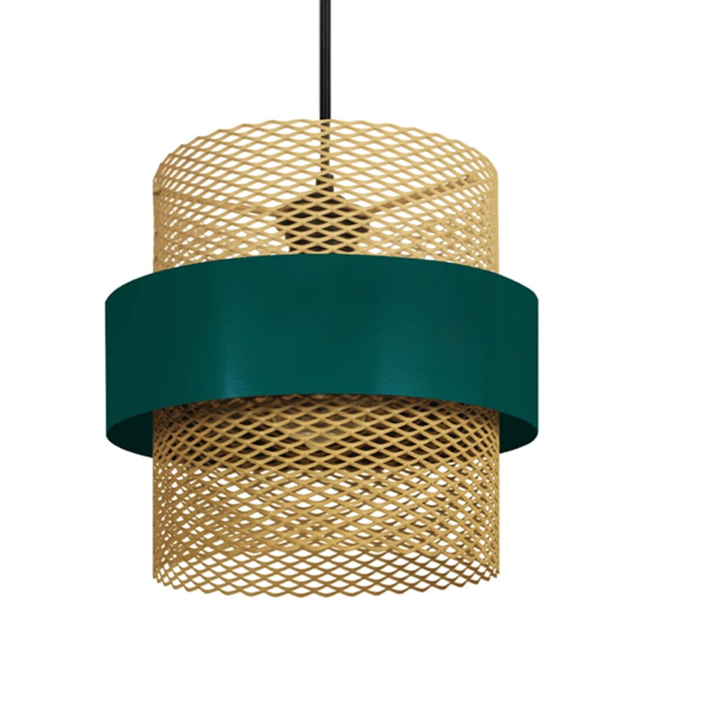 Lot 3 Suspension métal noir abat-jour vert et or — vue 4