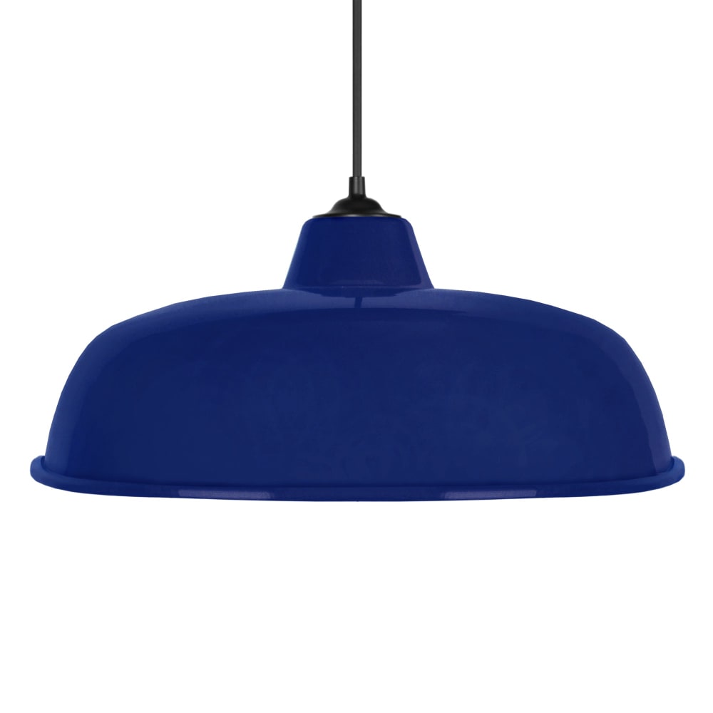 Suspension métal noir abat-jour bleu