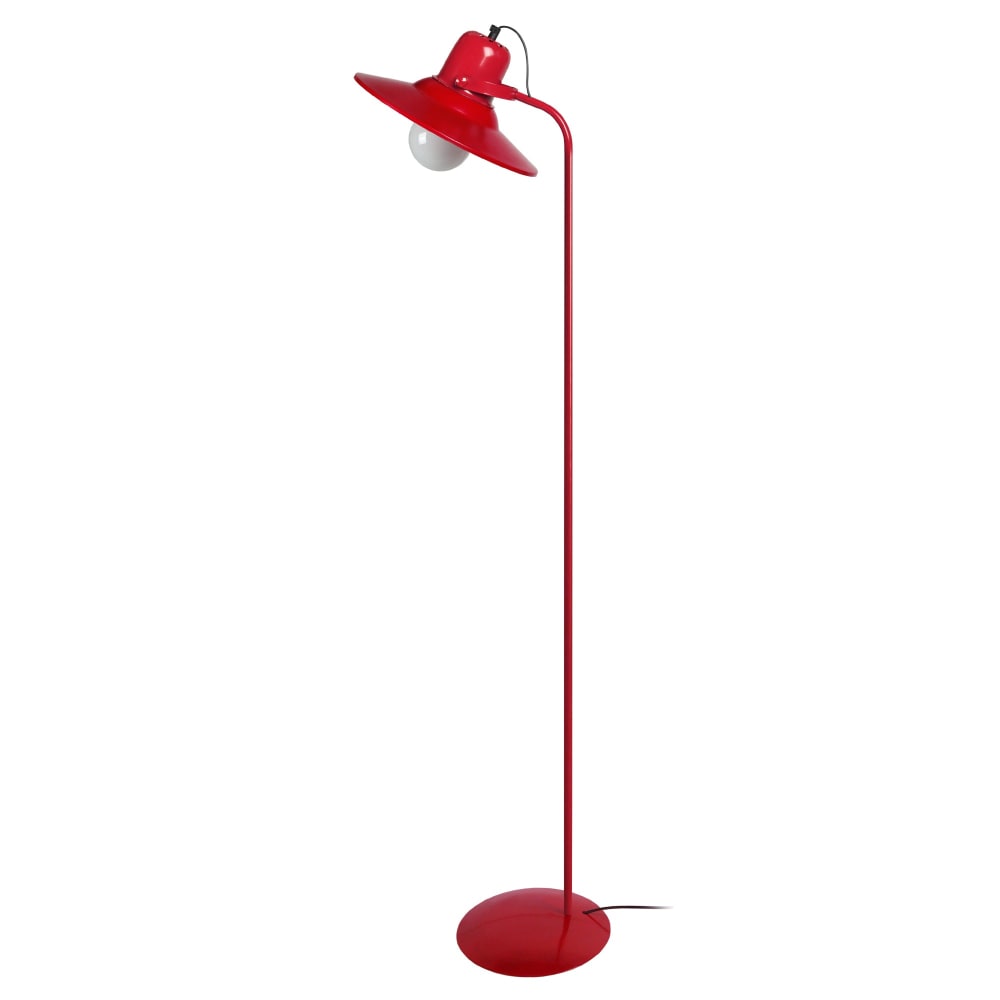Lampadaire liseuse métal rouge abat-jour rouge