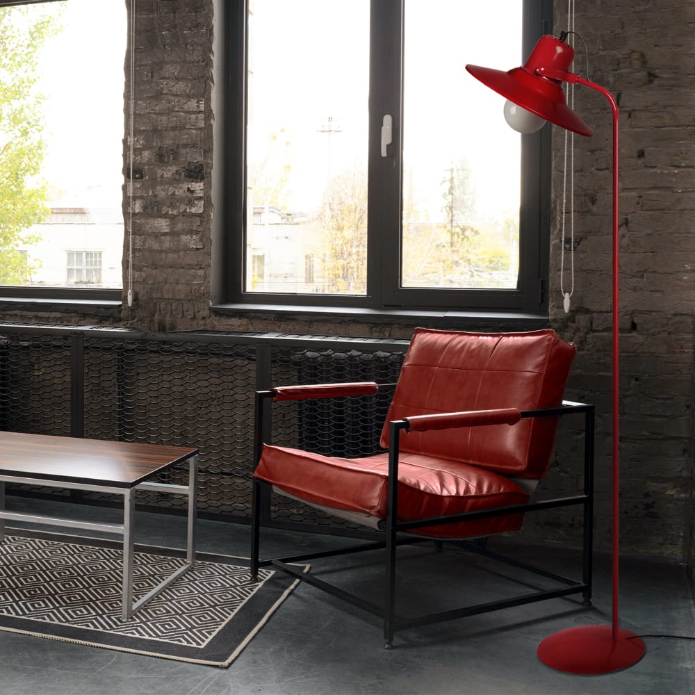 Lampadaire liseuse métal rouge abat-jour rouge