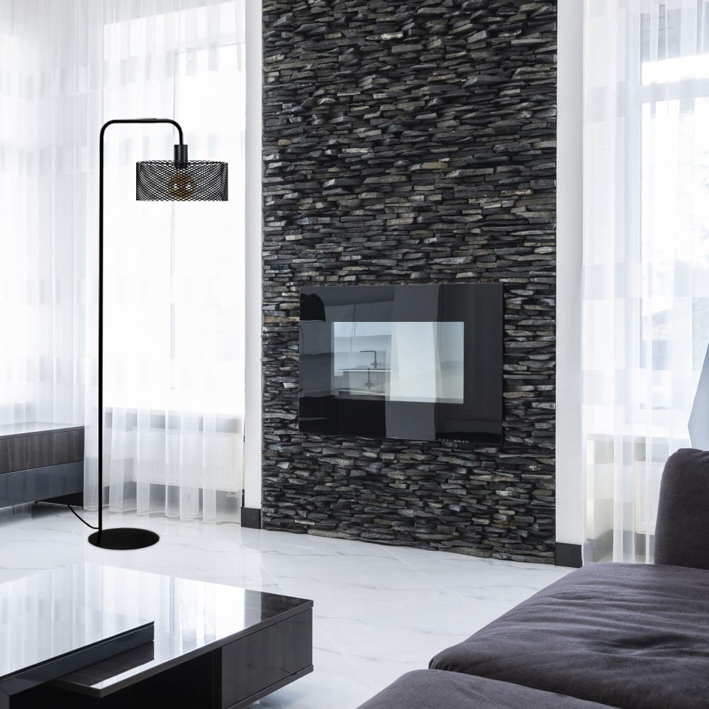 Lampadaire liseuse métal noir abat-jour noir - Maisons du Monde