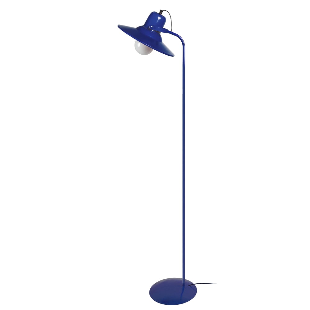 Lampadaire liseuse métal bleu abat-jour bleu