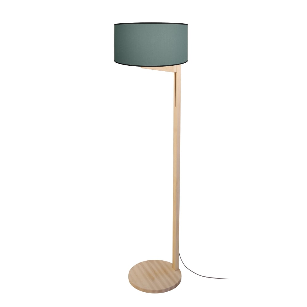 Lampadaire bois abat-jour tissu naturel — vue 3