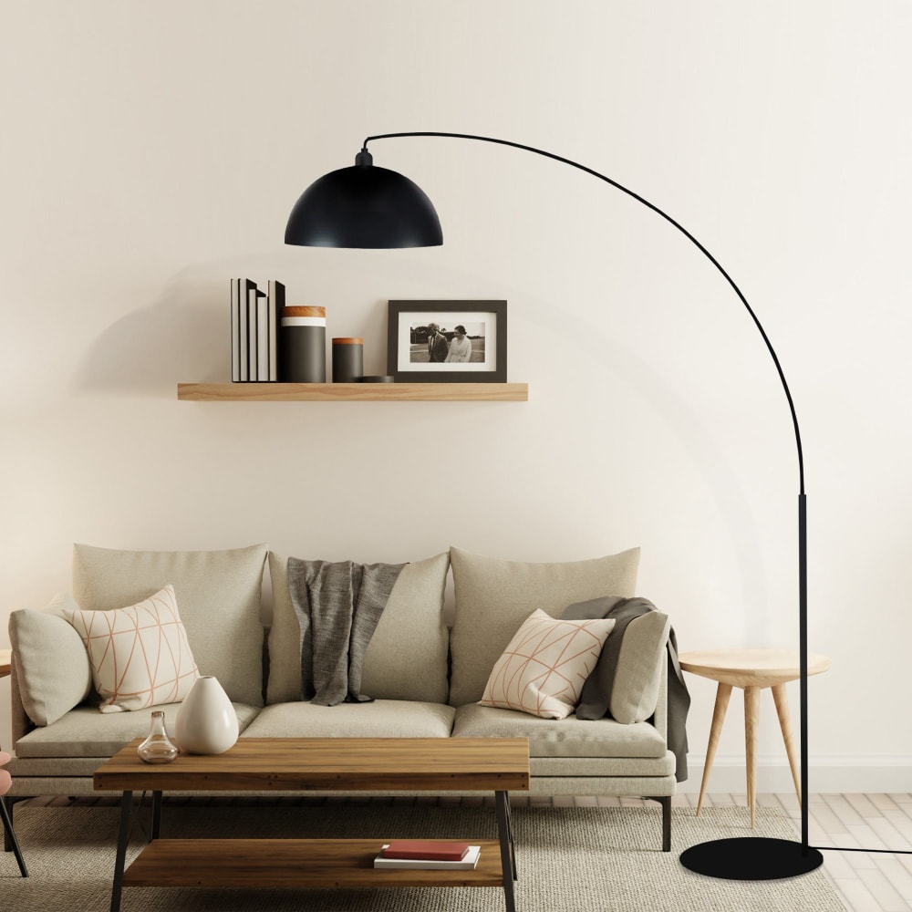 Lampadaire métal noir abat-jour noir - Maisons du Monde