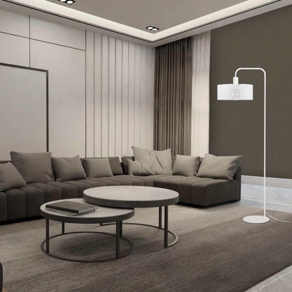 Lampadaire liseuse métal blanc abat-jour blanc