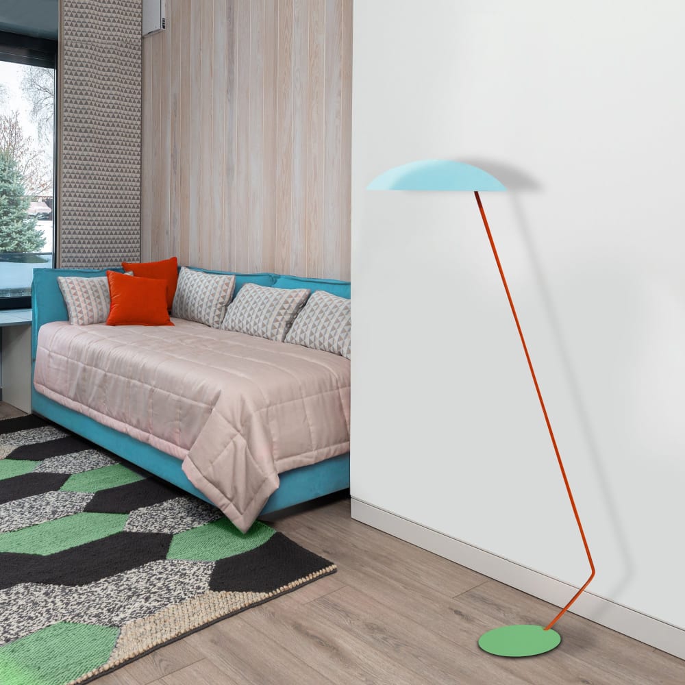 Lampadaire liseuse métal multicolore abat-jour bleu - Maisons du Monde