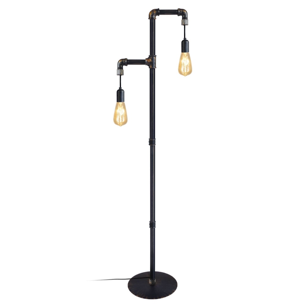 Lampadaire métal noir abat-jour ampoule - Maisons du Monde