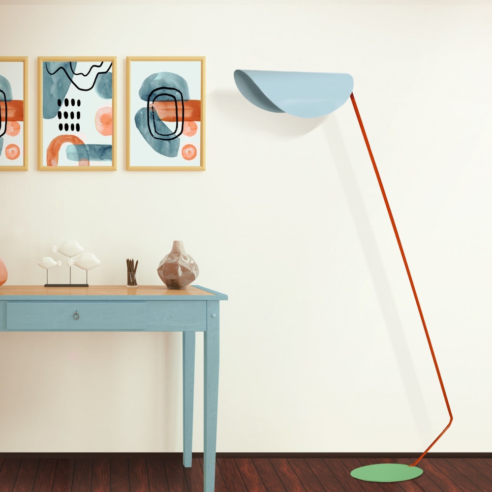 Lampadaire liseuse métal multicolore abat-jour bleu - Maisons du Monde