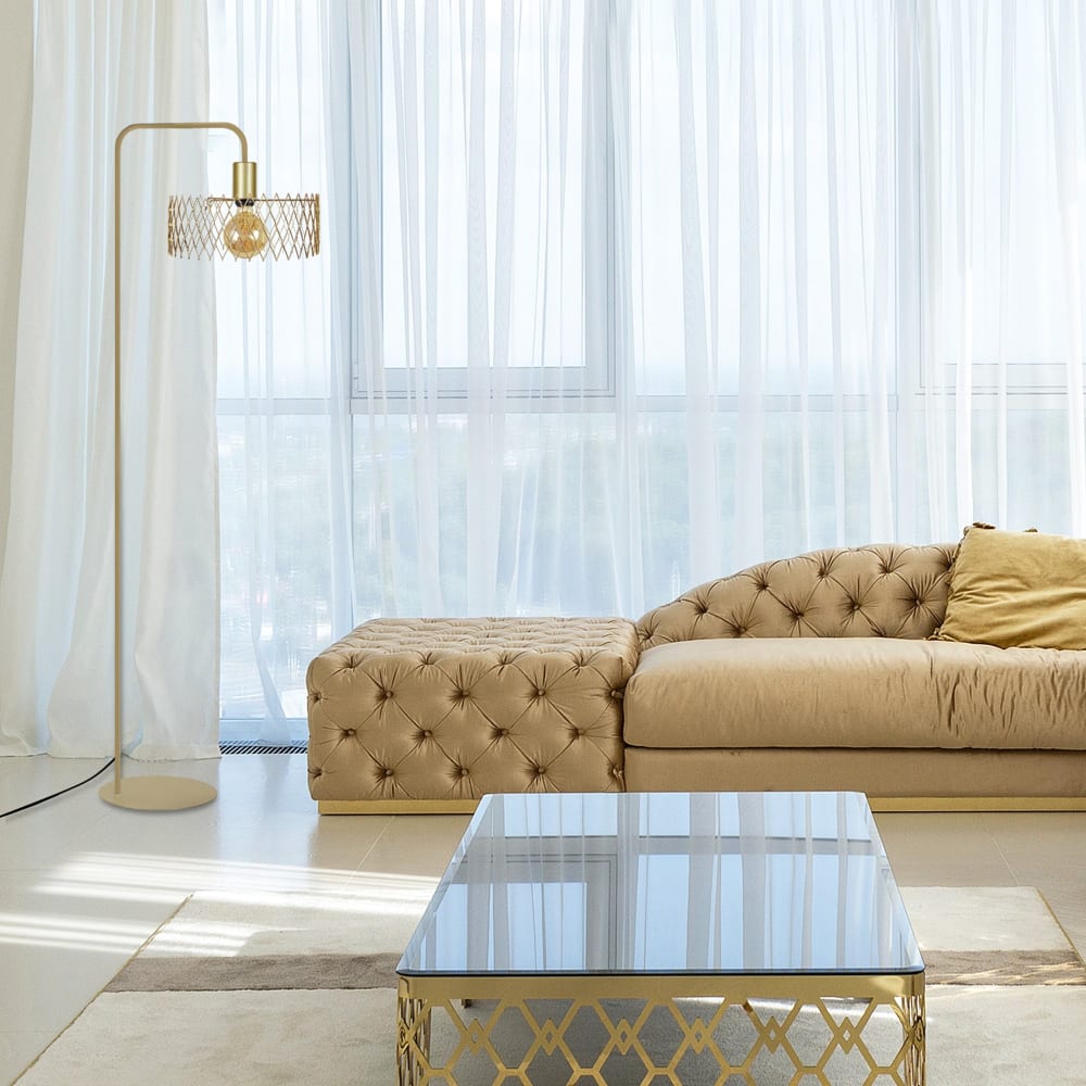 Lampadaire liseuse métal abat-jour or - Maisons du Monde