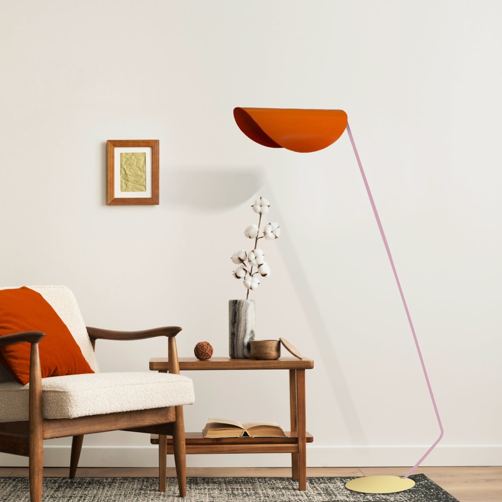 Lampadaire liseuse métal multicolore abat-jour orange