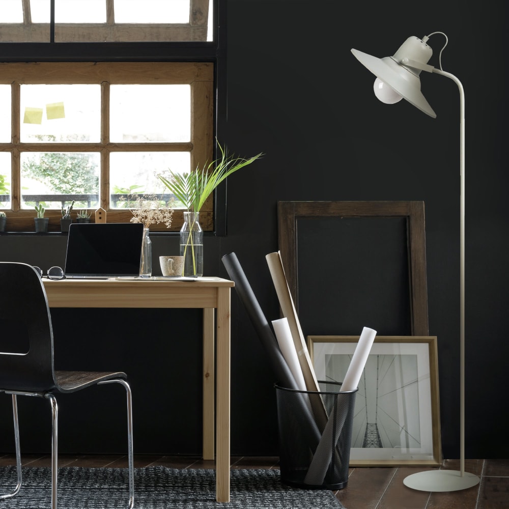 Lampadaire liseuse métal blanc abat-jour blanc
