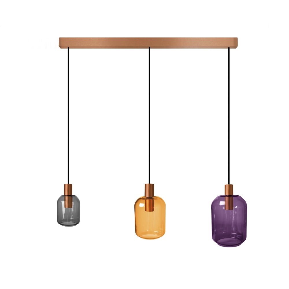 Suspension metal abatjour  verre multicolor