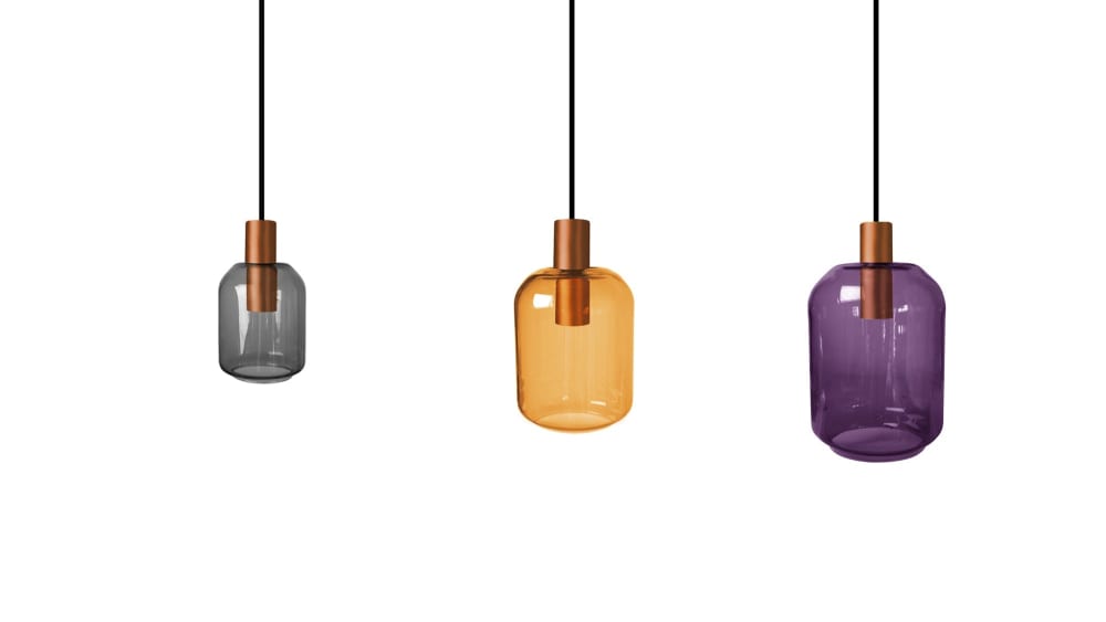 Suspension verre  violet abatjour  verre verre transparent