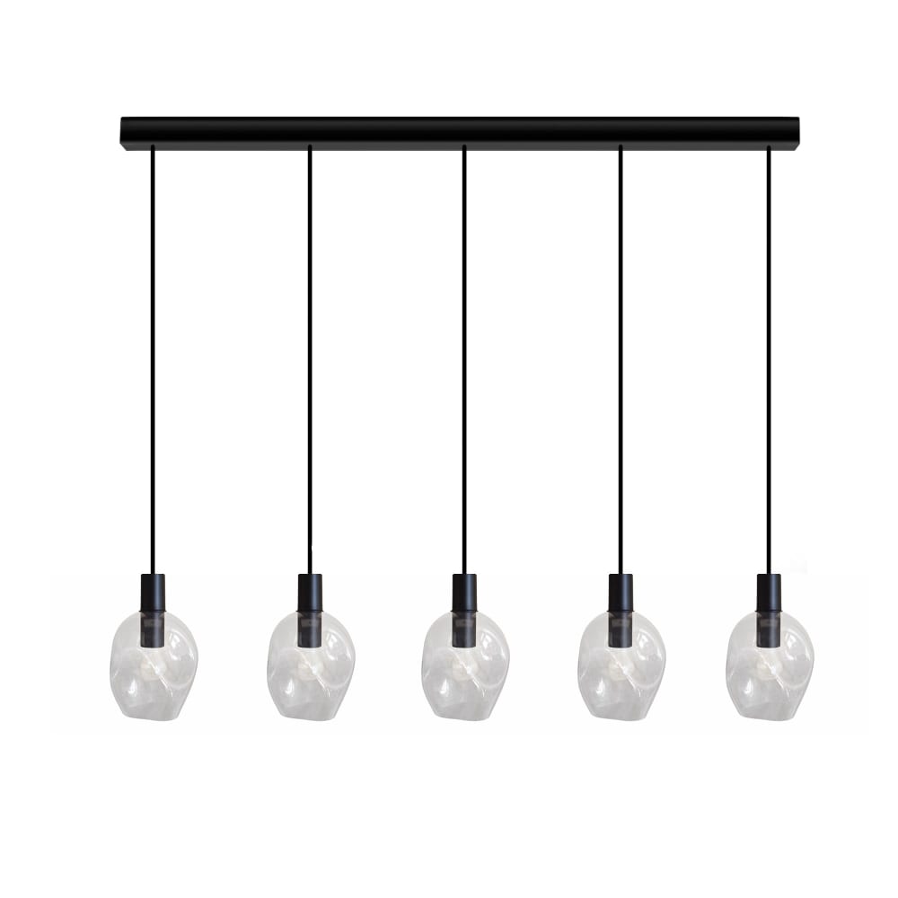 Lustre  métal H100cm noir Abatjour transparent