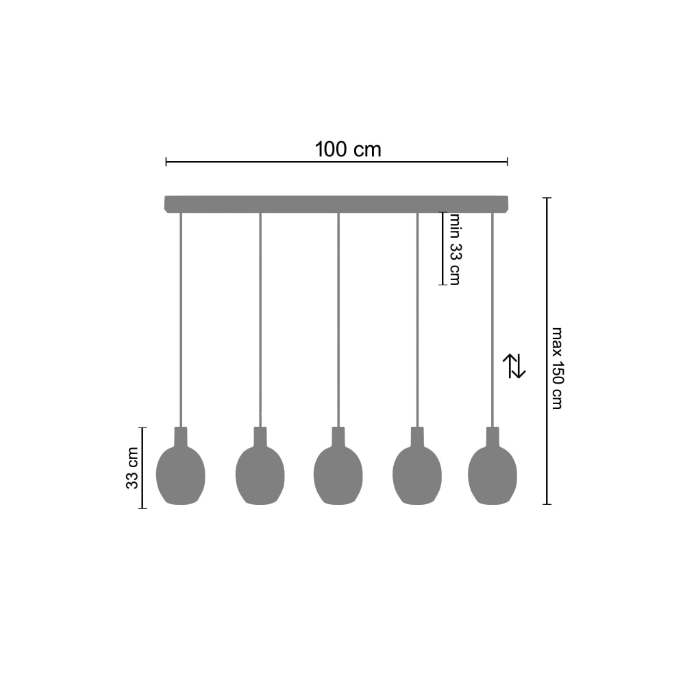 Lustre métal H100cm noir Abatjour transparent — vue 3