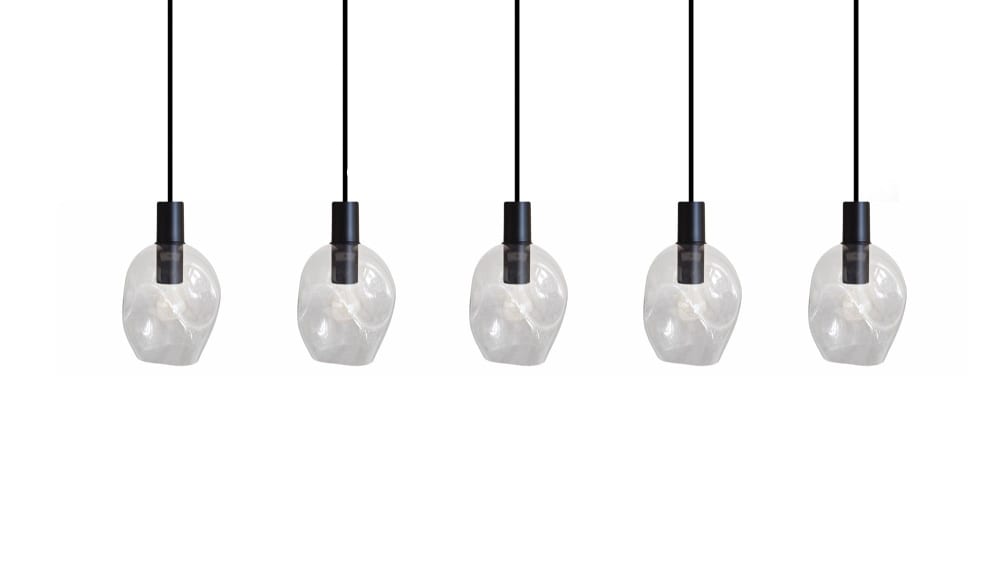 Lustre métal H100cm noir Abatjour transparent — vue 4