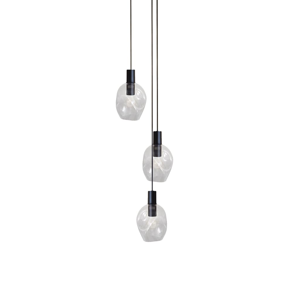 Lustre métal H120cm noir Abatjour transparent