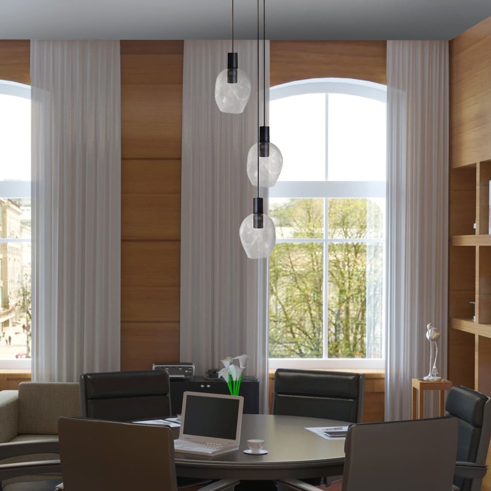 Lustre métal H120cm noir Abatjour transparent