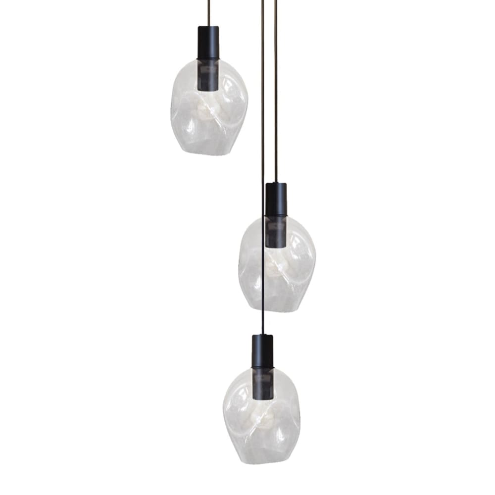 Lustre métal H120cm noir Abatjour transparent — vue 4