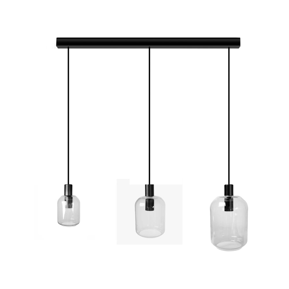 Lustre métal H100cm noir Abatjour transparent