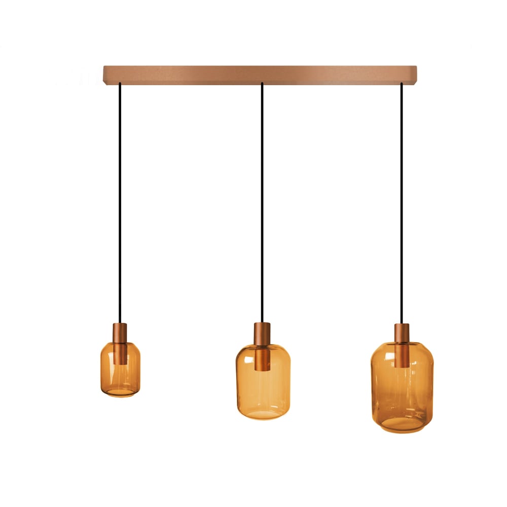 Suspension métal abatjour  verre ambar