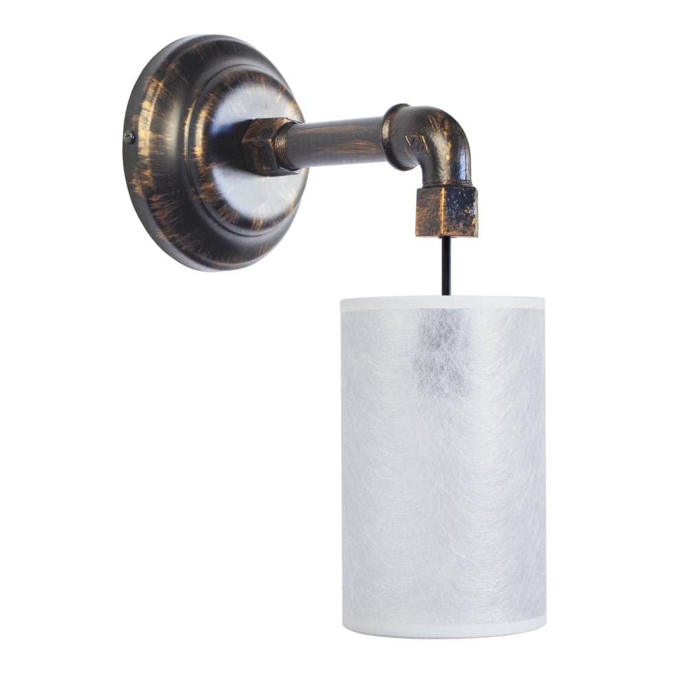 Applique  métal noir et cuivre abat-jour blanc