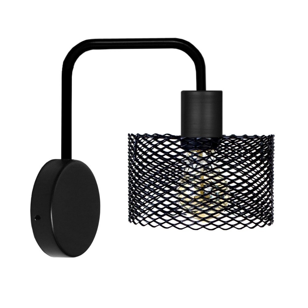 Applique métal noir abat-jour noir