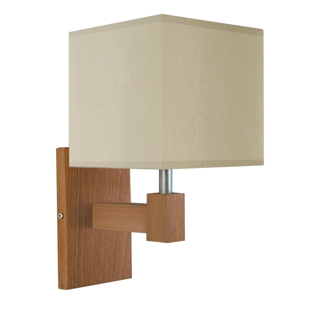 Applique bois foncé métal abat-jour tissu crème