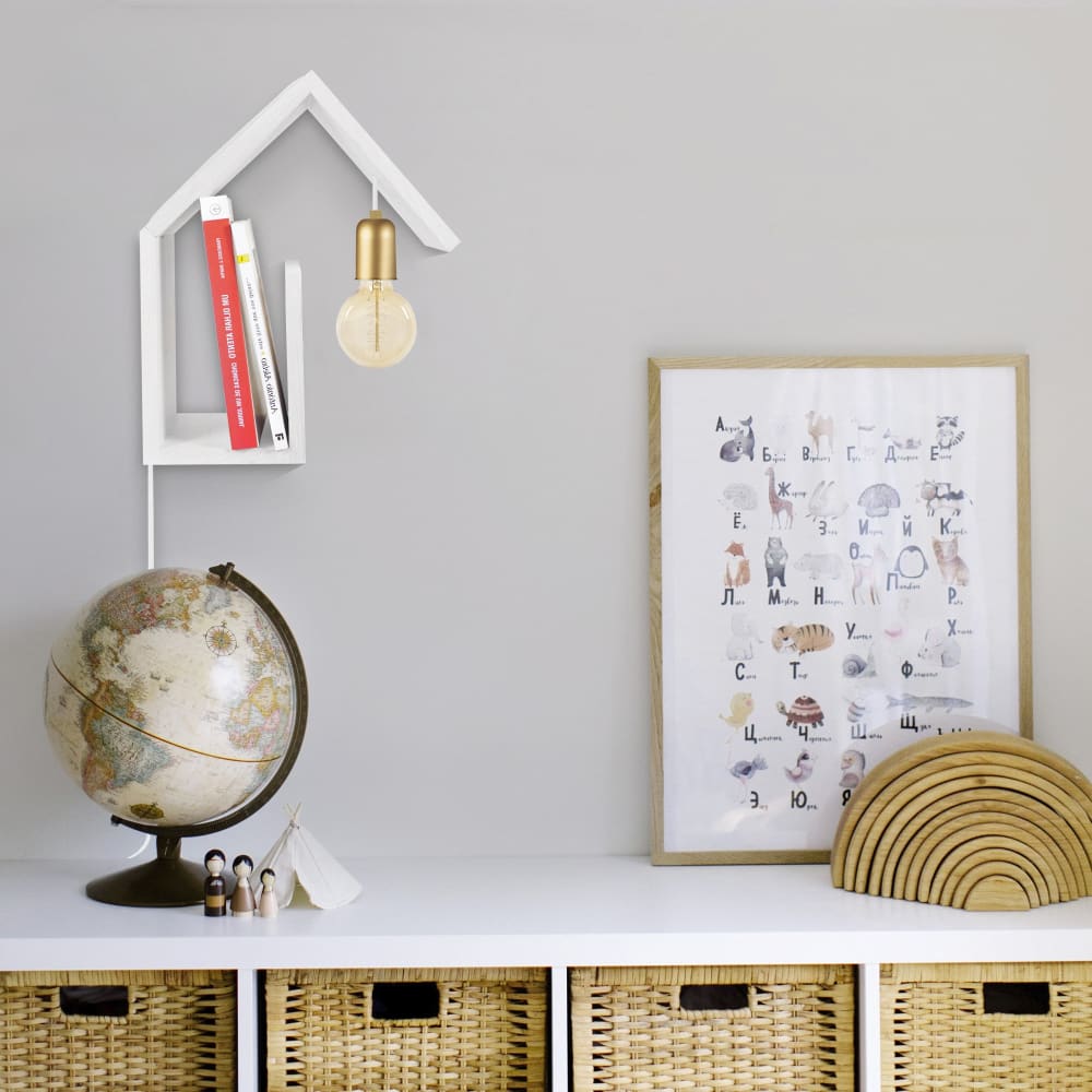 Applique maison gauche bois blanc