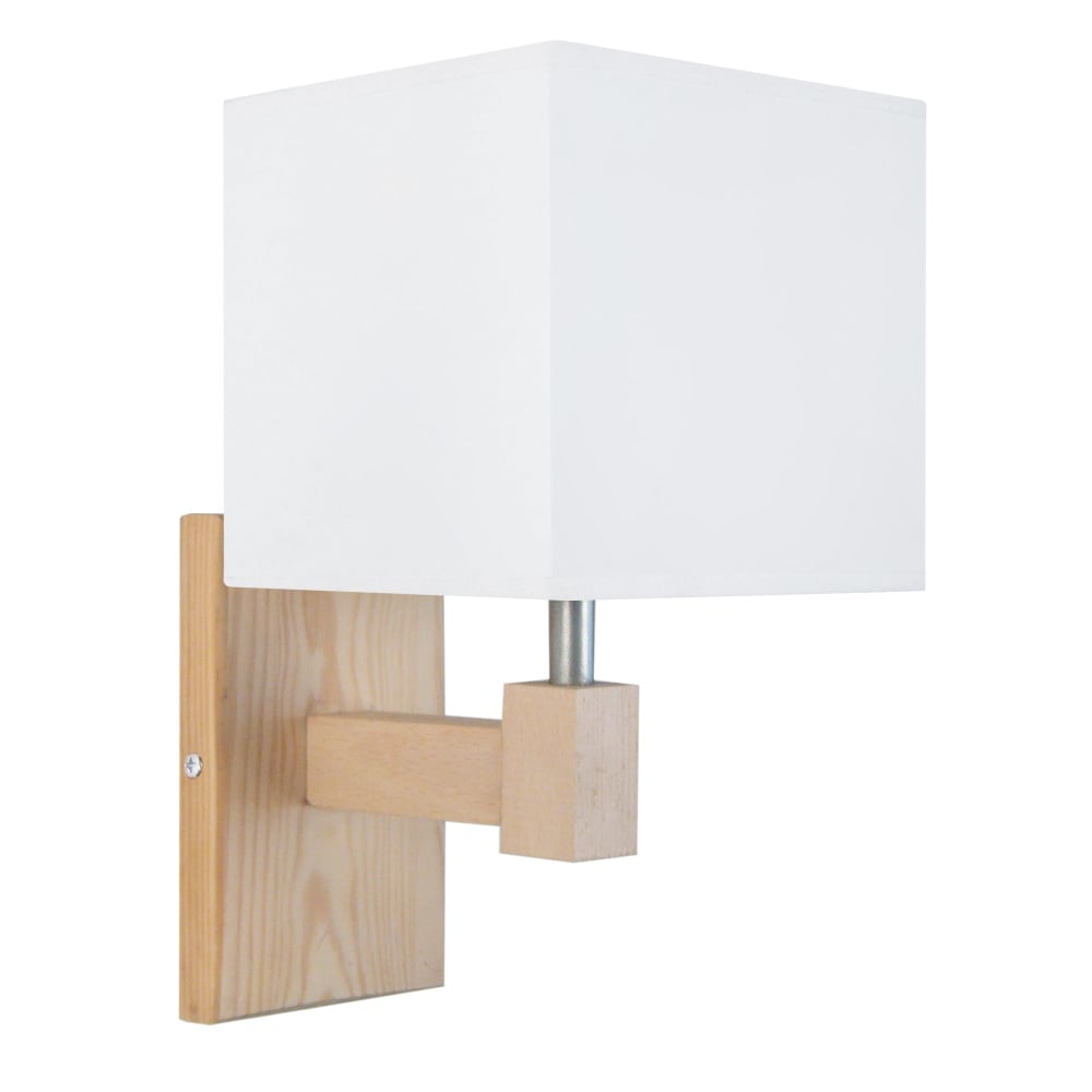 Applique bois métal abat-jour tissu écru