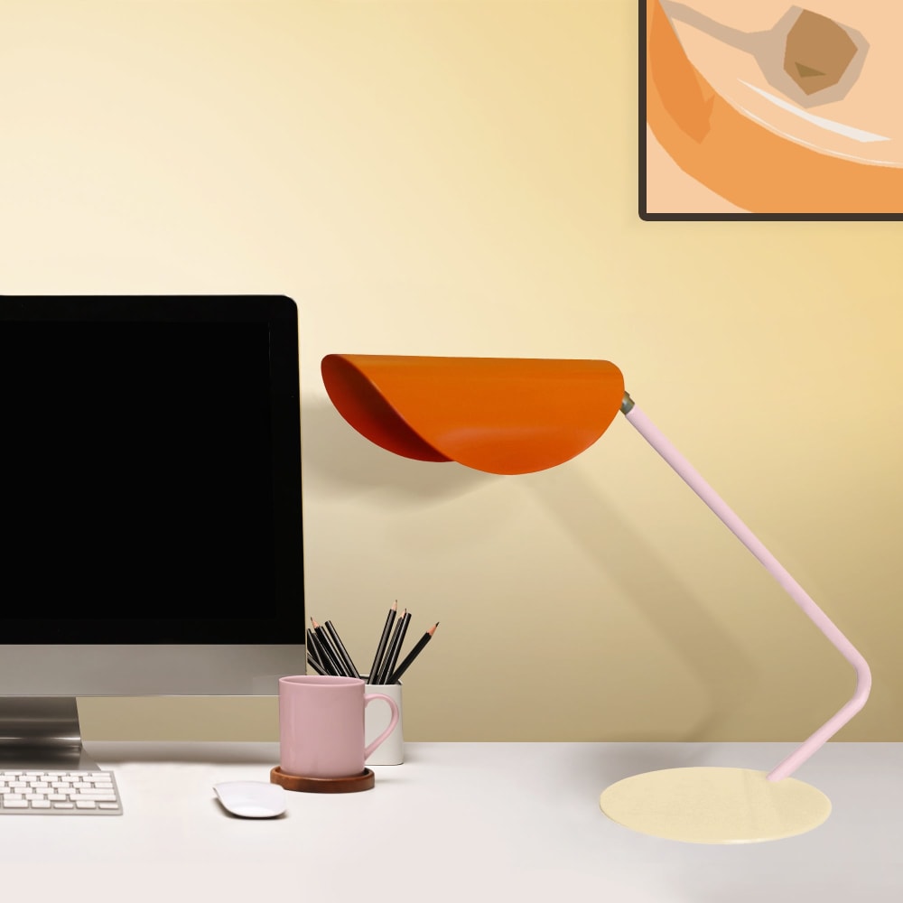 Lampe à poser métal multicolore abat-jour orange — vue 3