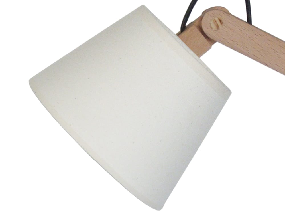 Lampe de table métal bois naturel abat-jour tissu écru — vue 4