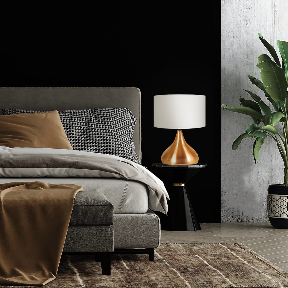 Lampe à poser métal cuivre abat-jour blanc — vue 3