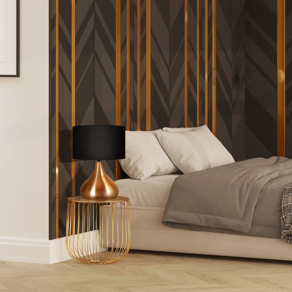Lampe à poser métal cuivre abat-jour noir — vue 3