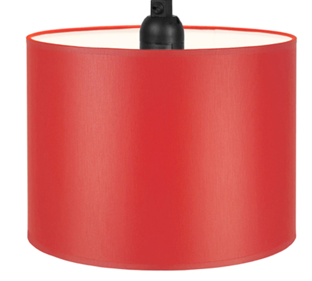Lampe à poser métal bois naturel abat-jour tissu rouge — vue 4